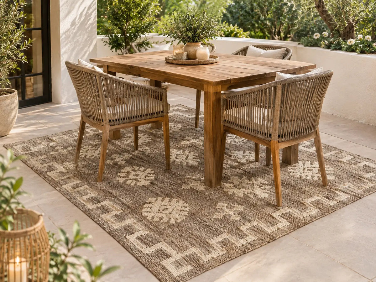 jute rug in outdoor patio setup