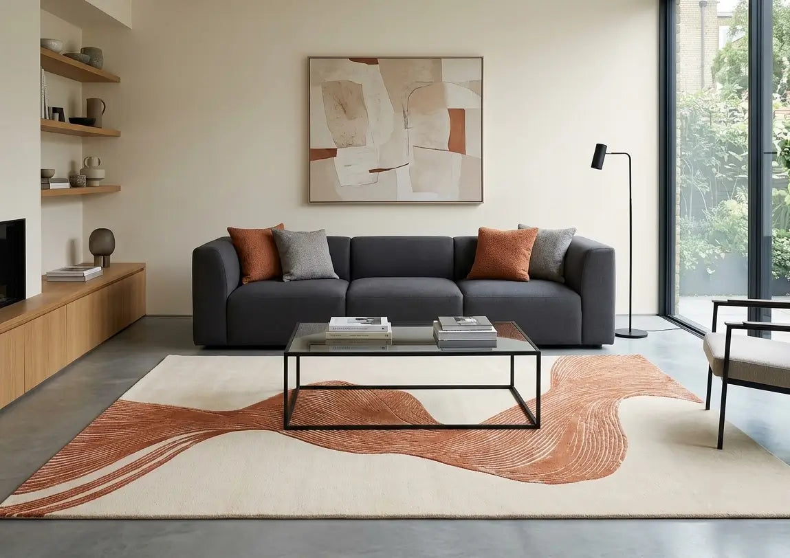 designer rug in modern living room