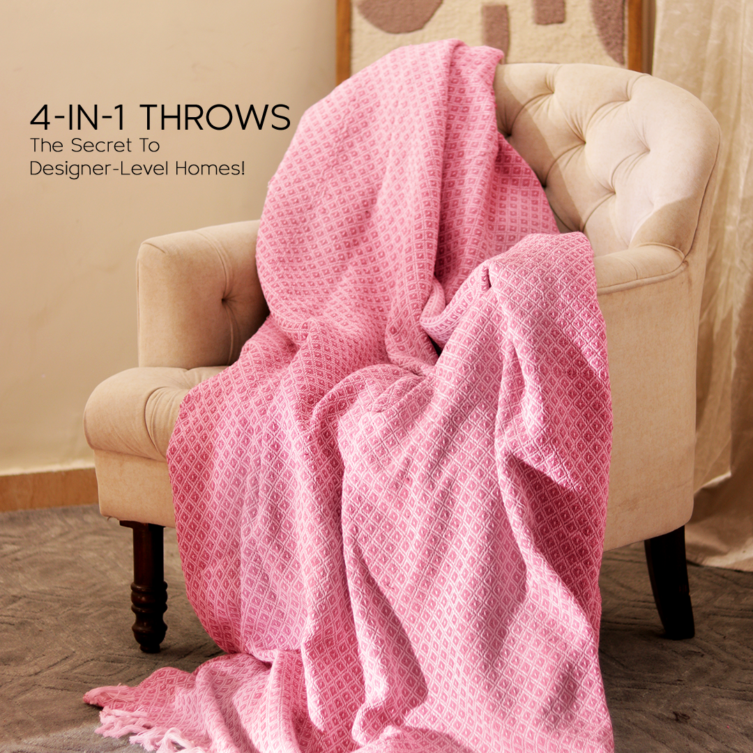 100% Organic Cotton Throw Blankets - Pink