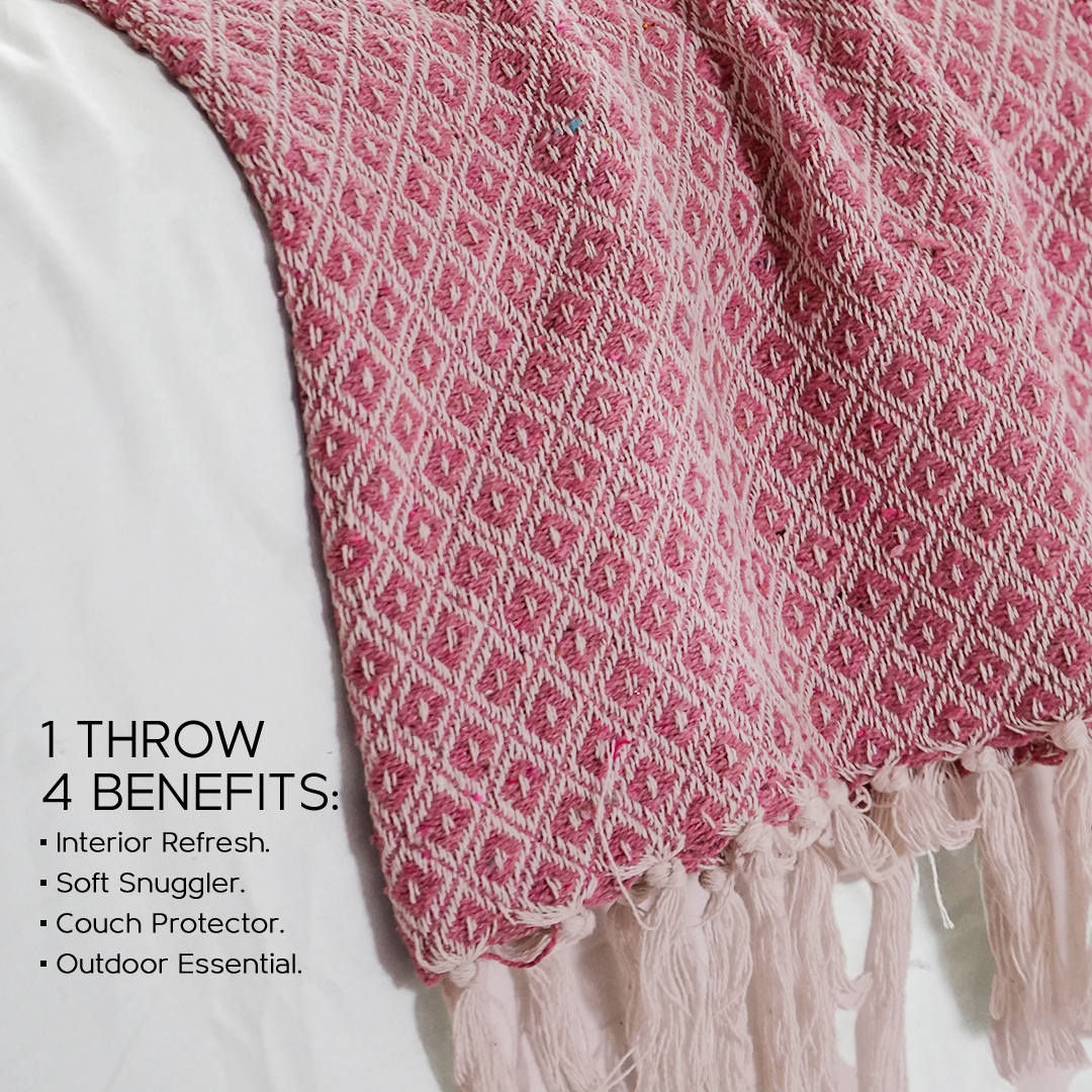 100% Organic Cotton Throw Blankets - Pink