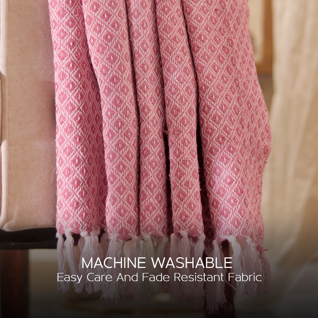 100% Organic Cotton Throw Blankets - Pink