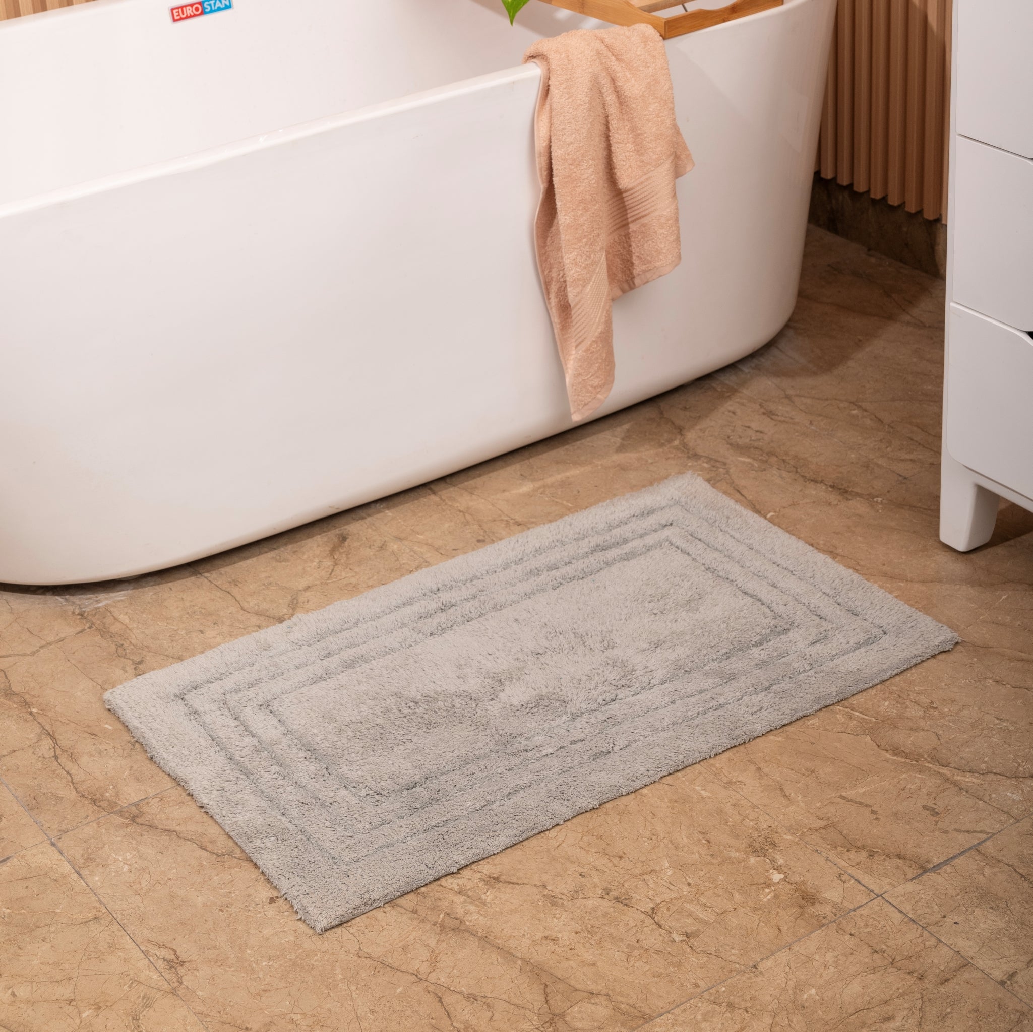 Silver - 100% Organic Cotton Minimalist Bath Mat