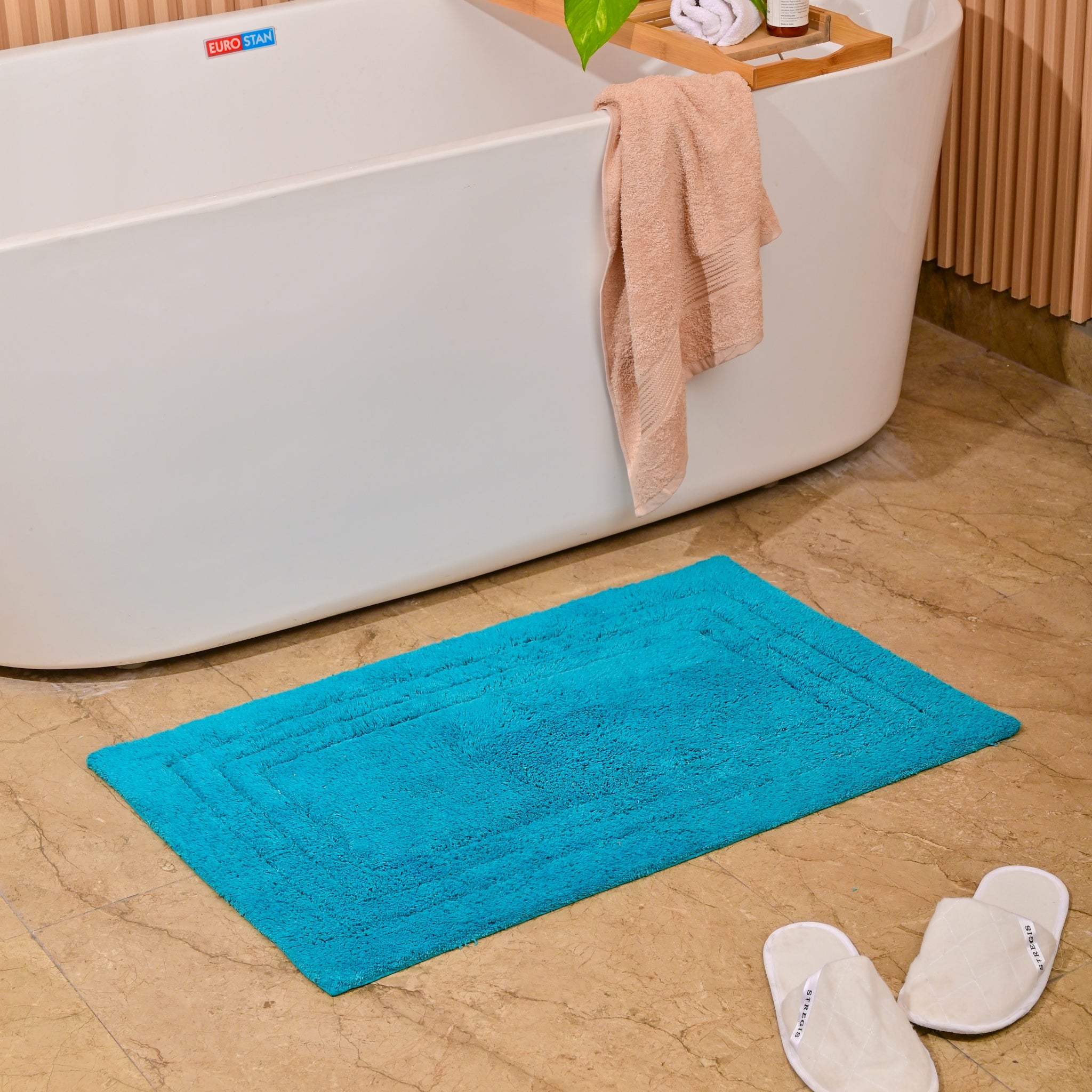 Cyan - 100% Organic Cotton Minimalist Bath Mat