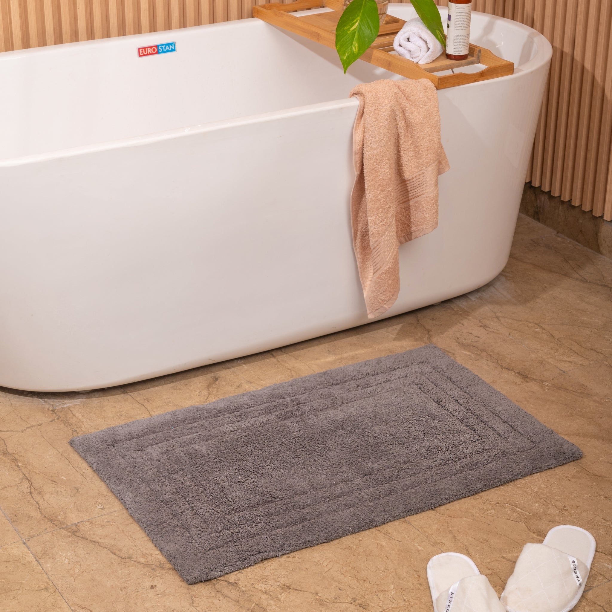 Grey - 100% Organic Cotton Minimalist Bath Mat