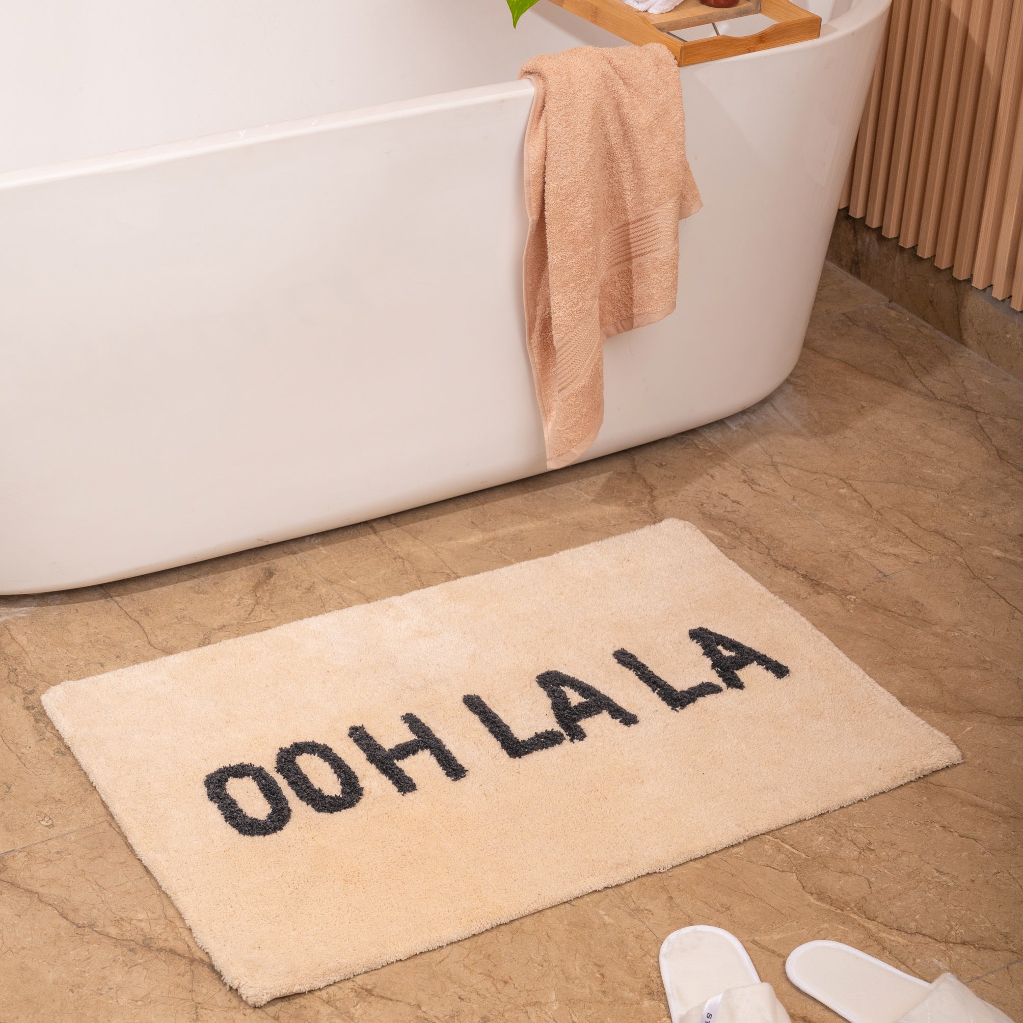 Custom Bath Rug - 100% Organic Cotton - Beige