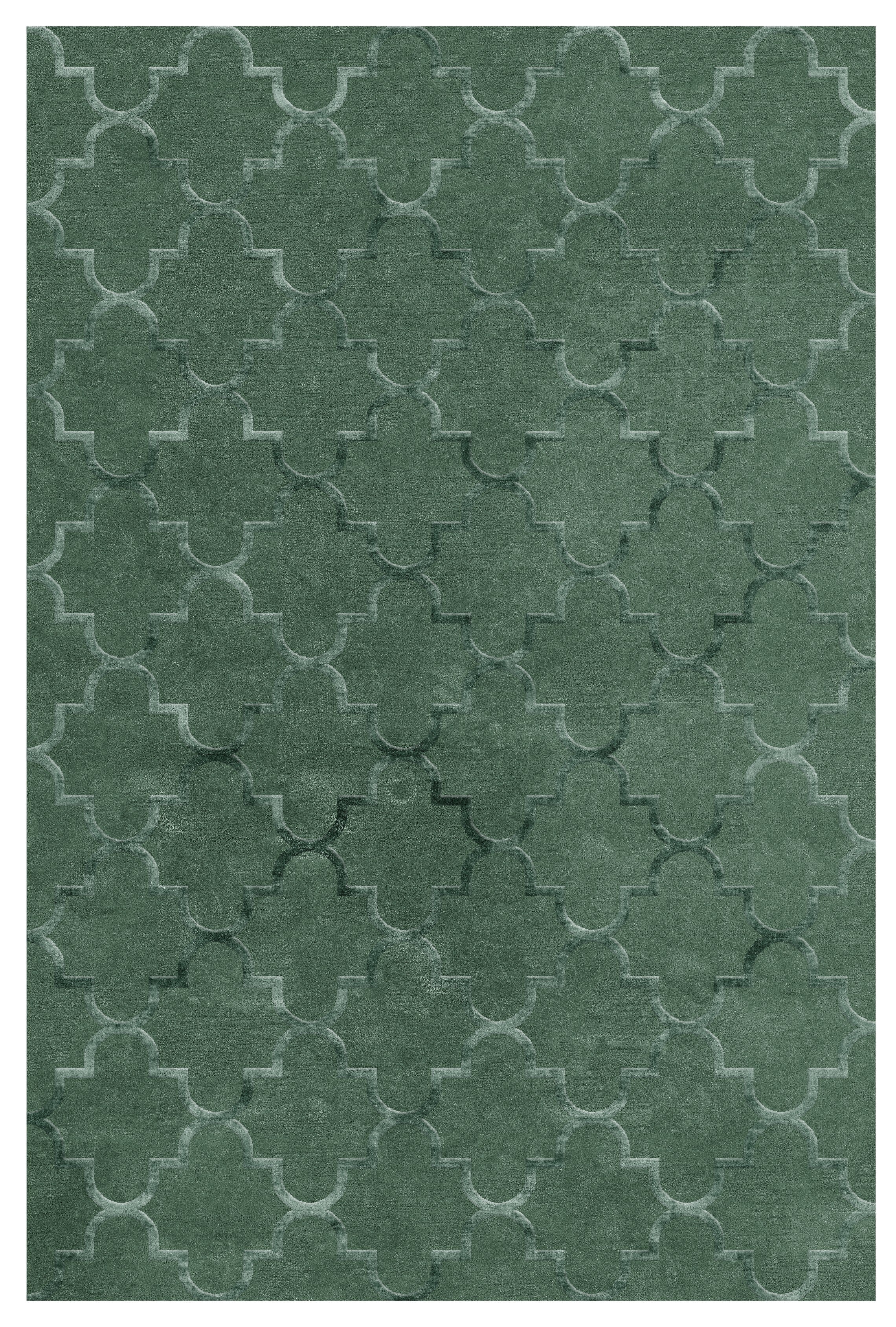 Sapphire Wool Silk Rug - Emerald