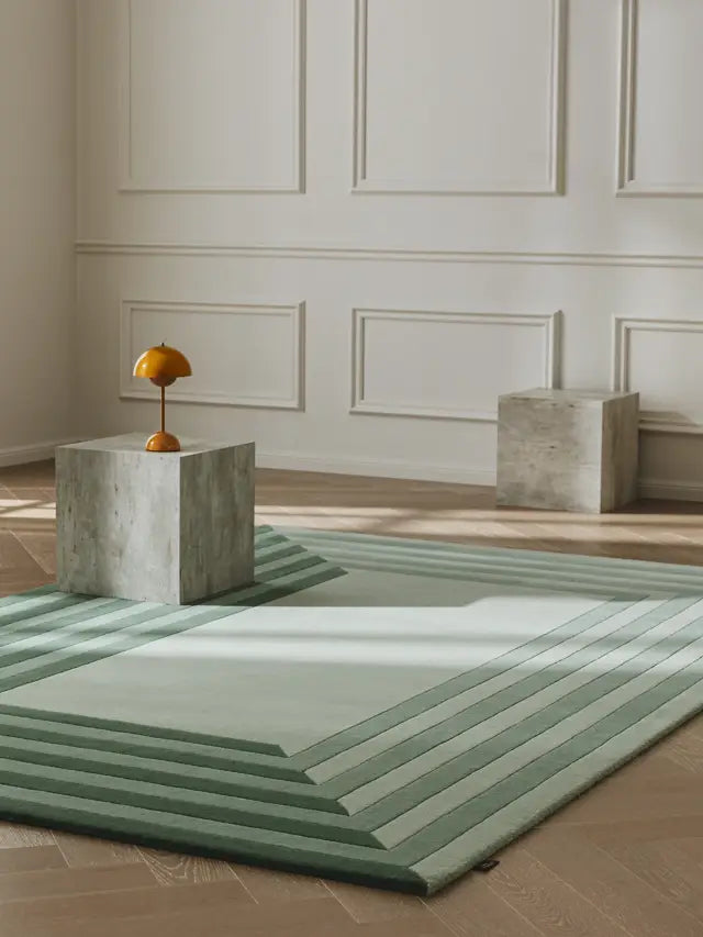 Frame Hand Tufted Wool Rug - Green