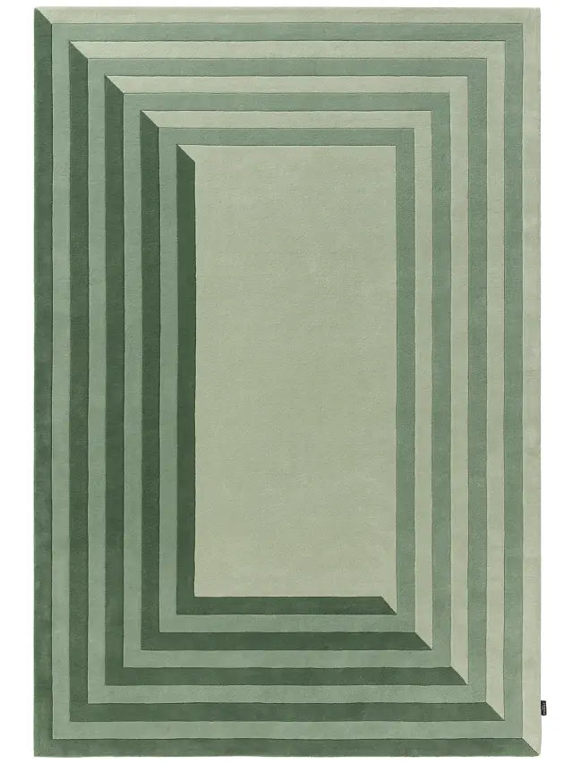 Frame Hand Tufted Wool Rug - Green
