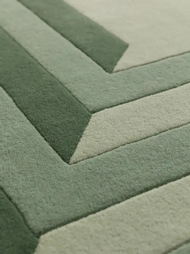 Frame Hand Tufted Wool Rug - Green