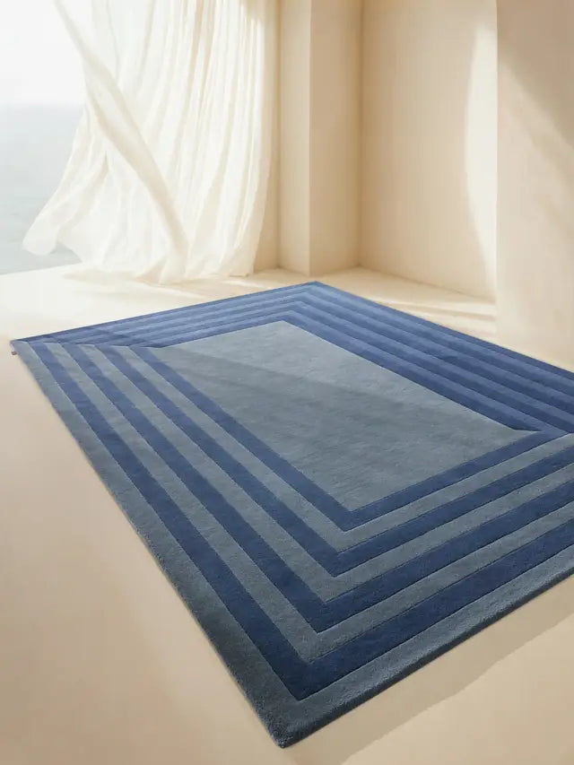 Frame Hand Tufted Wool Rug - Blue