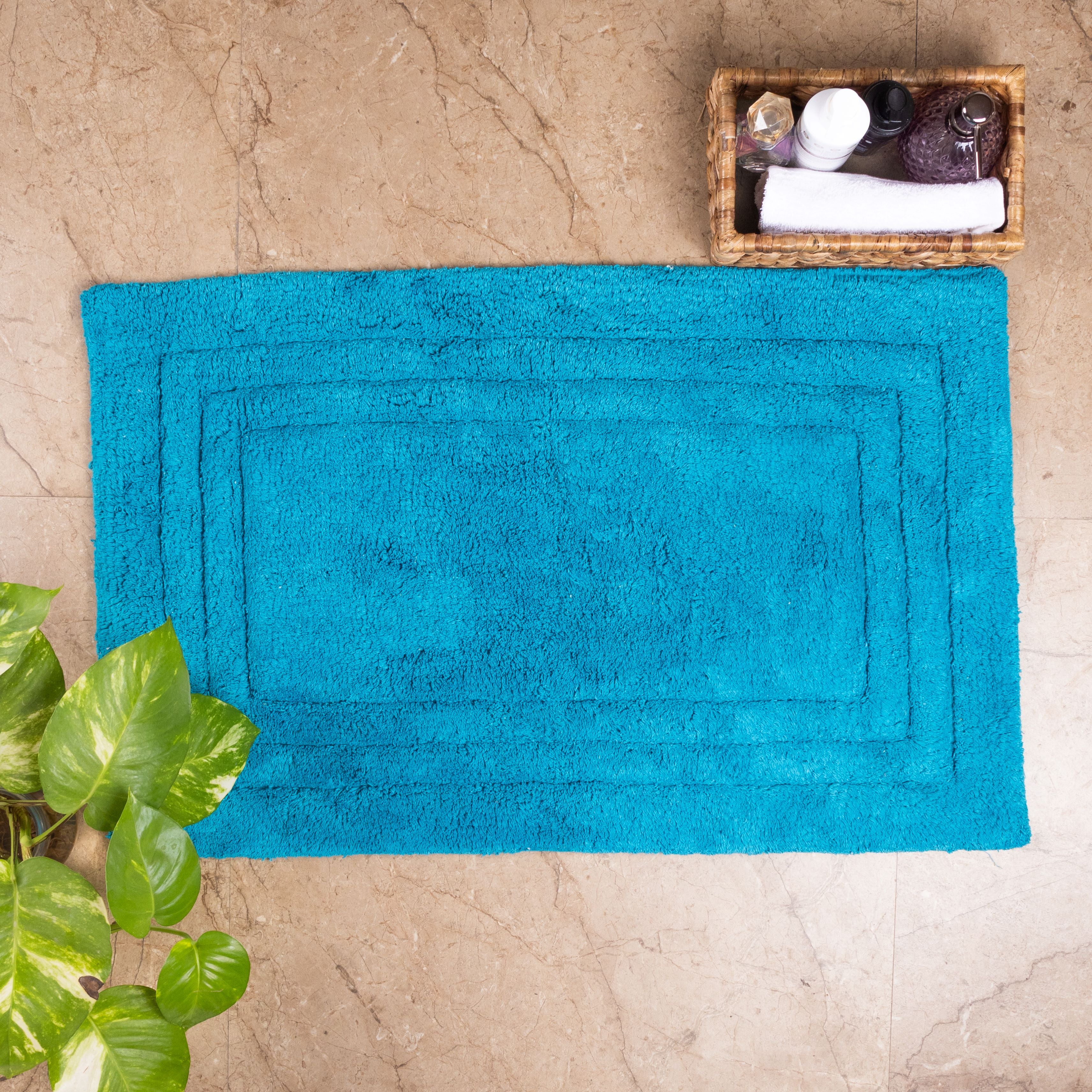 Cyan - 100% Organic Cotton Minimalist Bath Mat