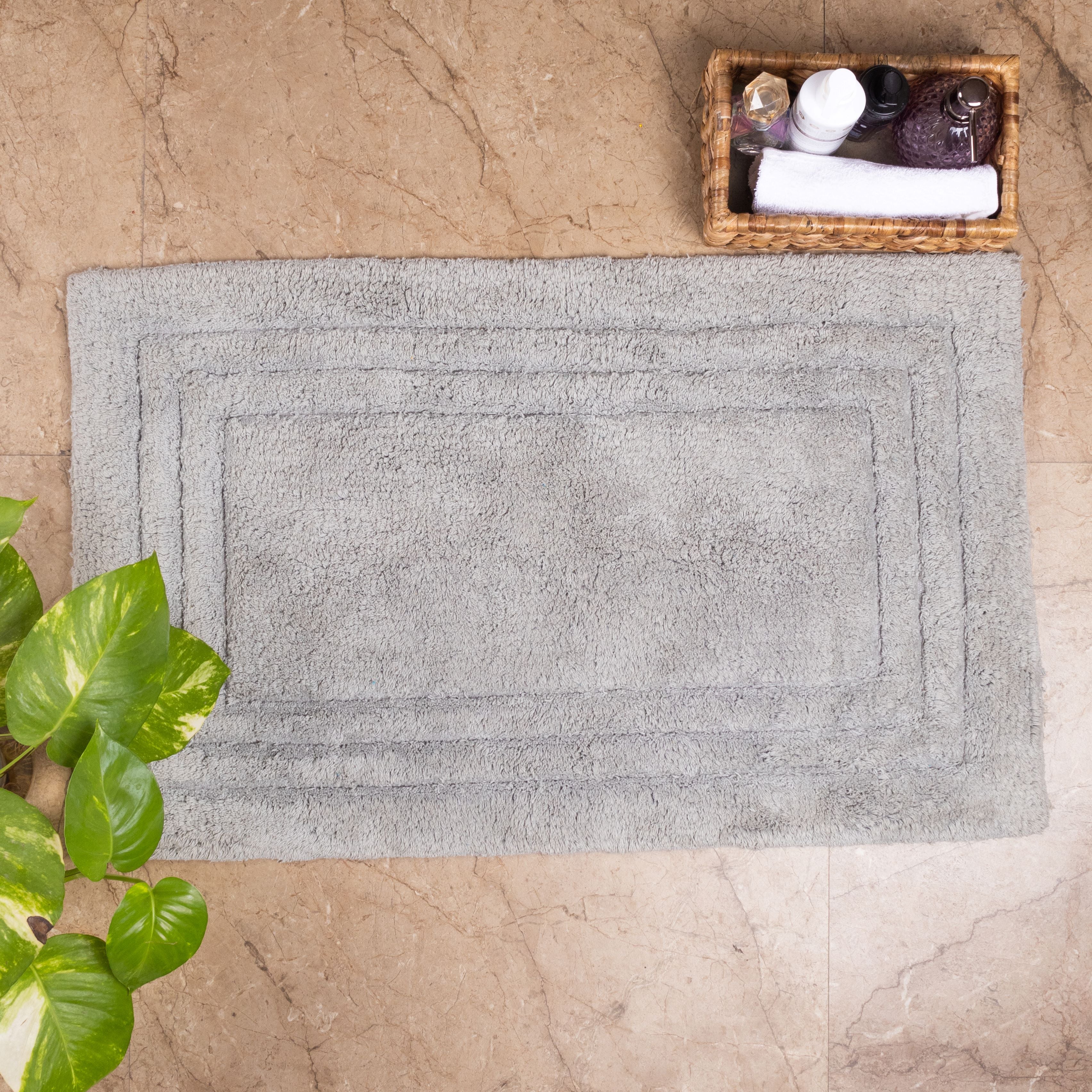Silver - 100% Organic Cotton Minimalist Bath Mat