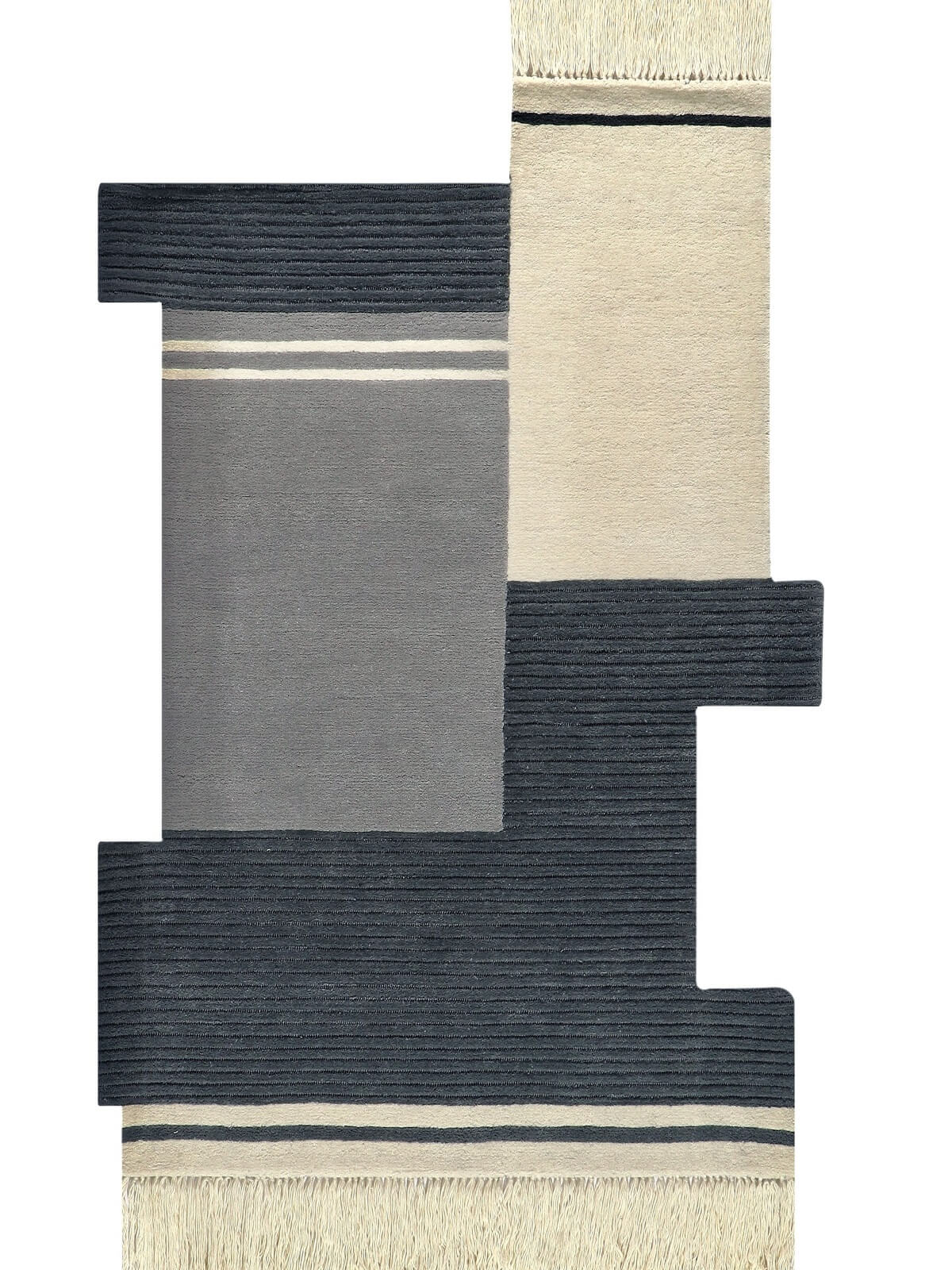 unique shape hand tufted wool rug with geometric pattern