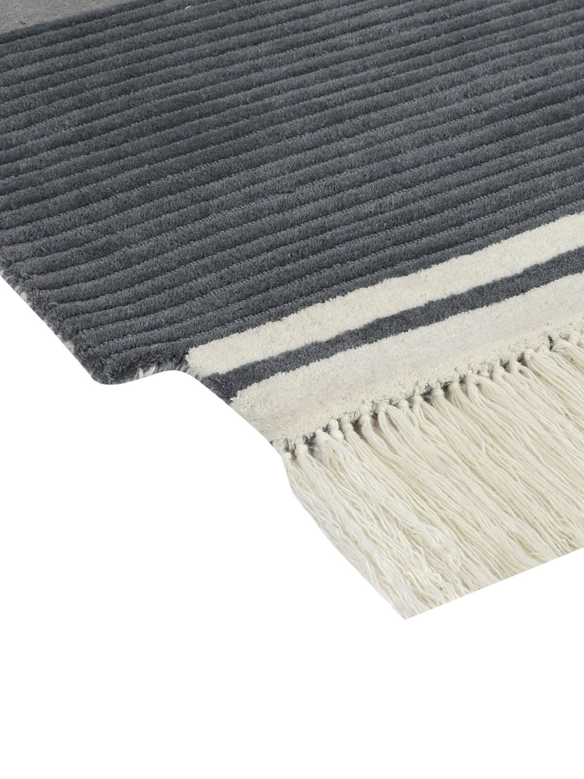 grey hand tufted wool rug close view