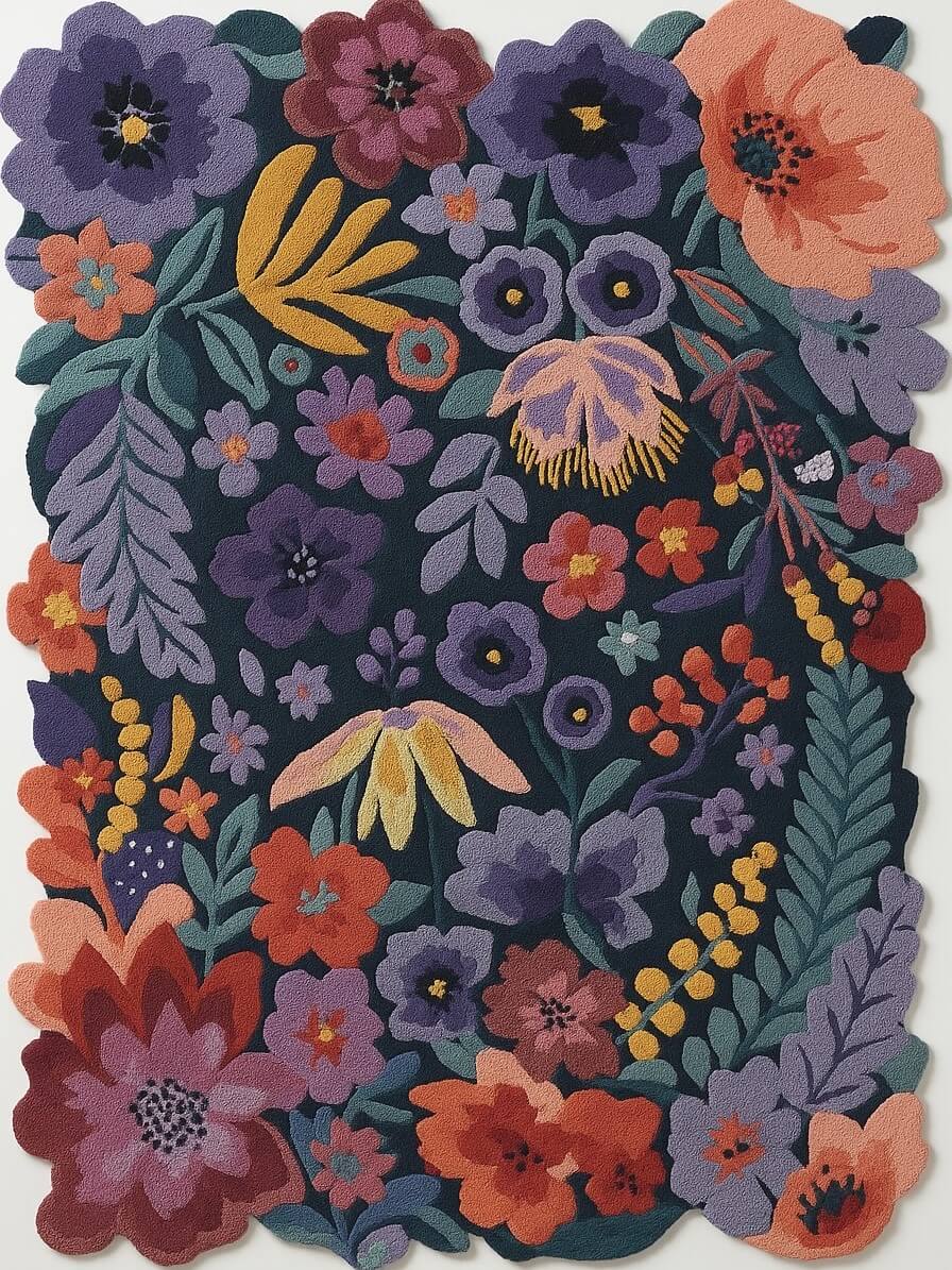 hadn tufted colorful floral design wool rug