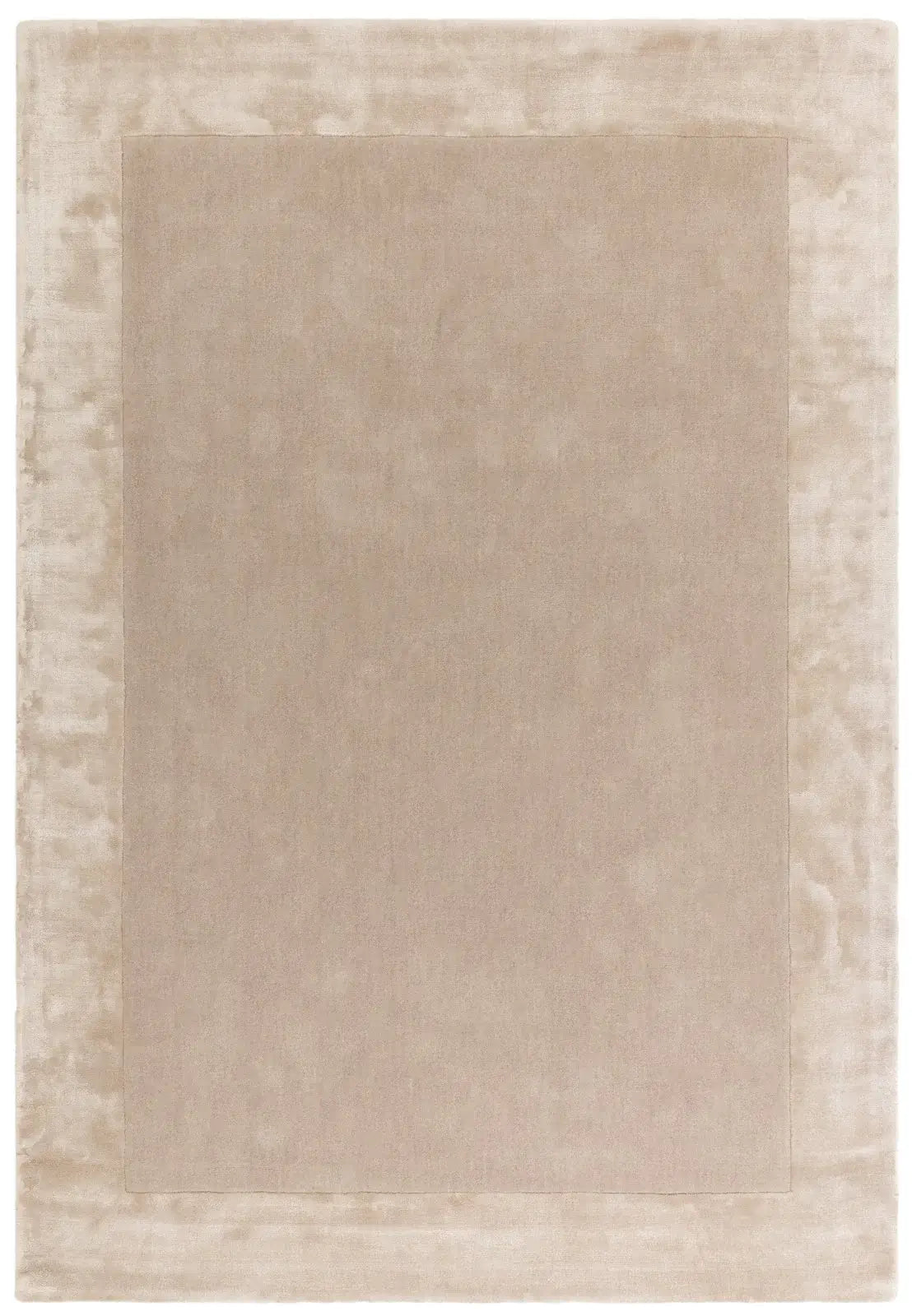 Beige tufted area rug with a subtle border
