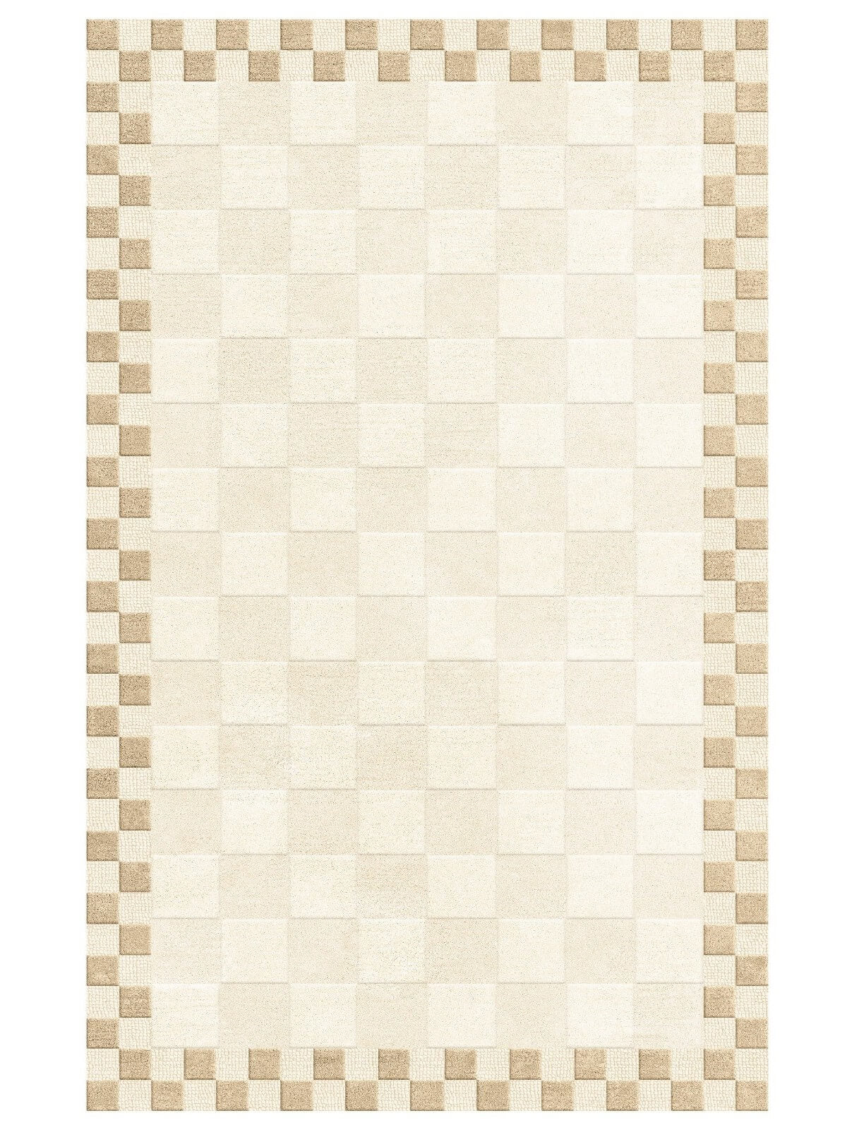 Beige and brown checkered pattern wool rug