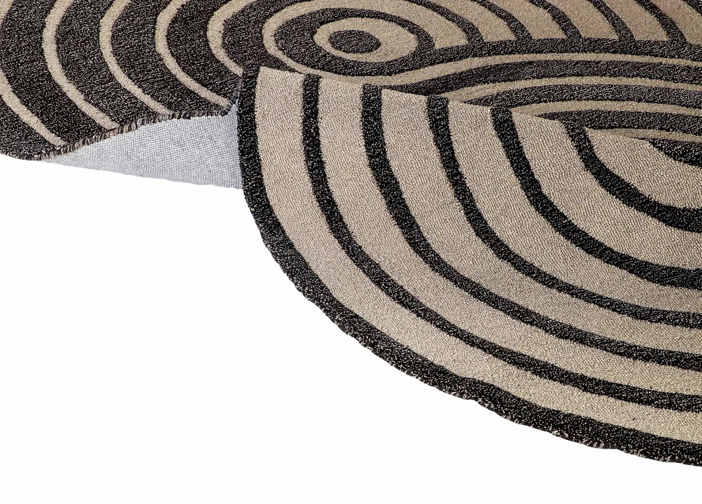 brown tufted wool rug close up