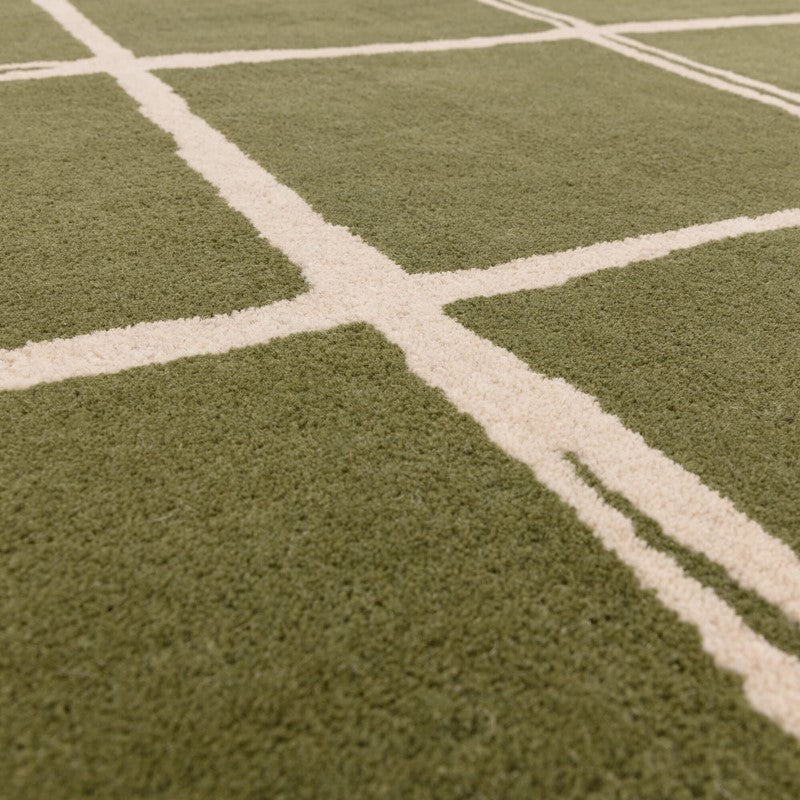 Close-up of green wool carpet
