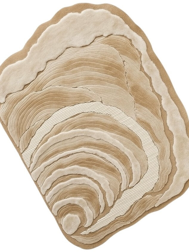 viscose and wool rug in beige and brown