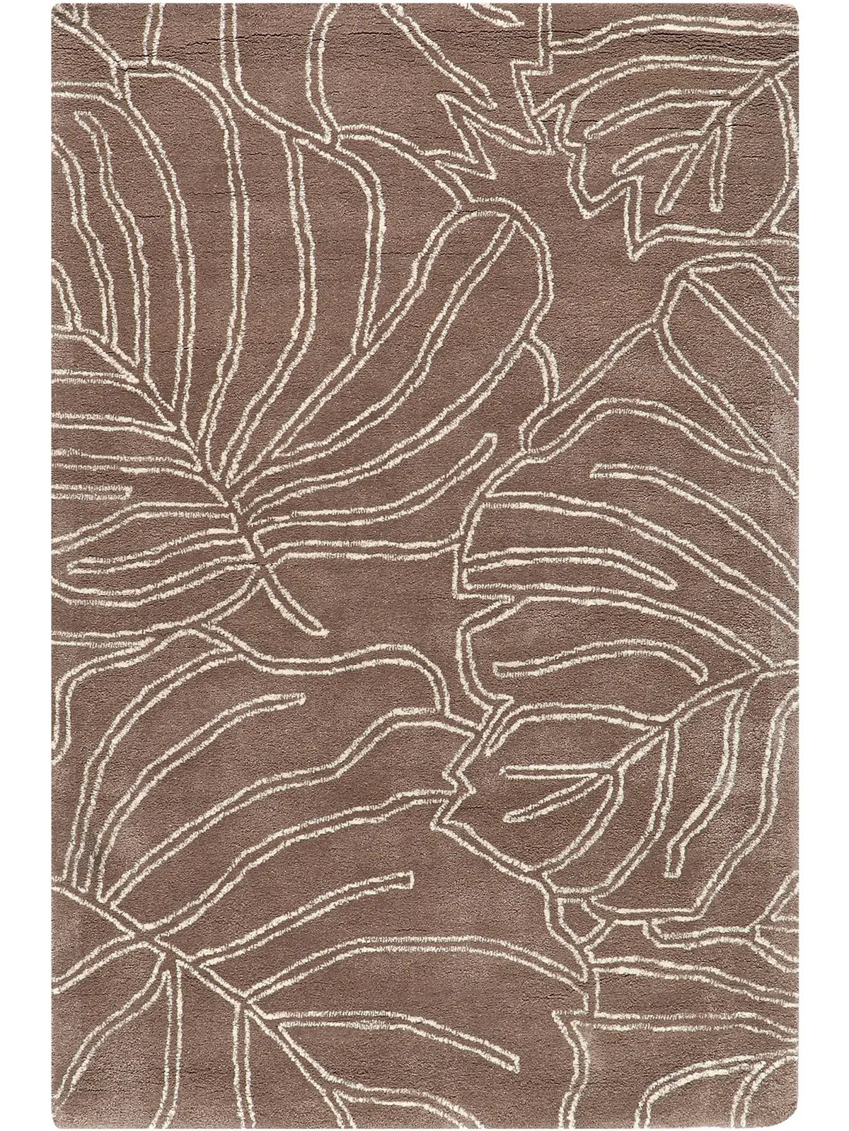 leaf pattern area rug, hand tufted by artisans of panipat