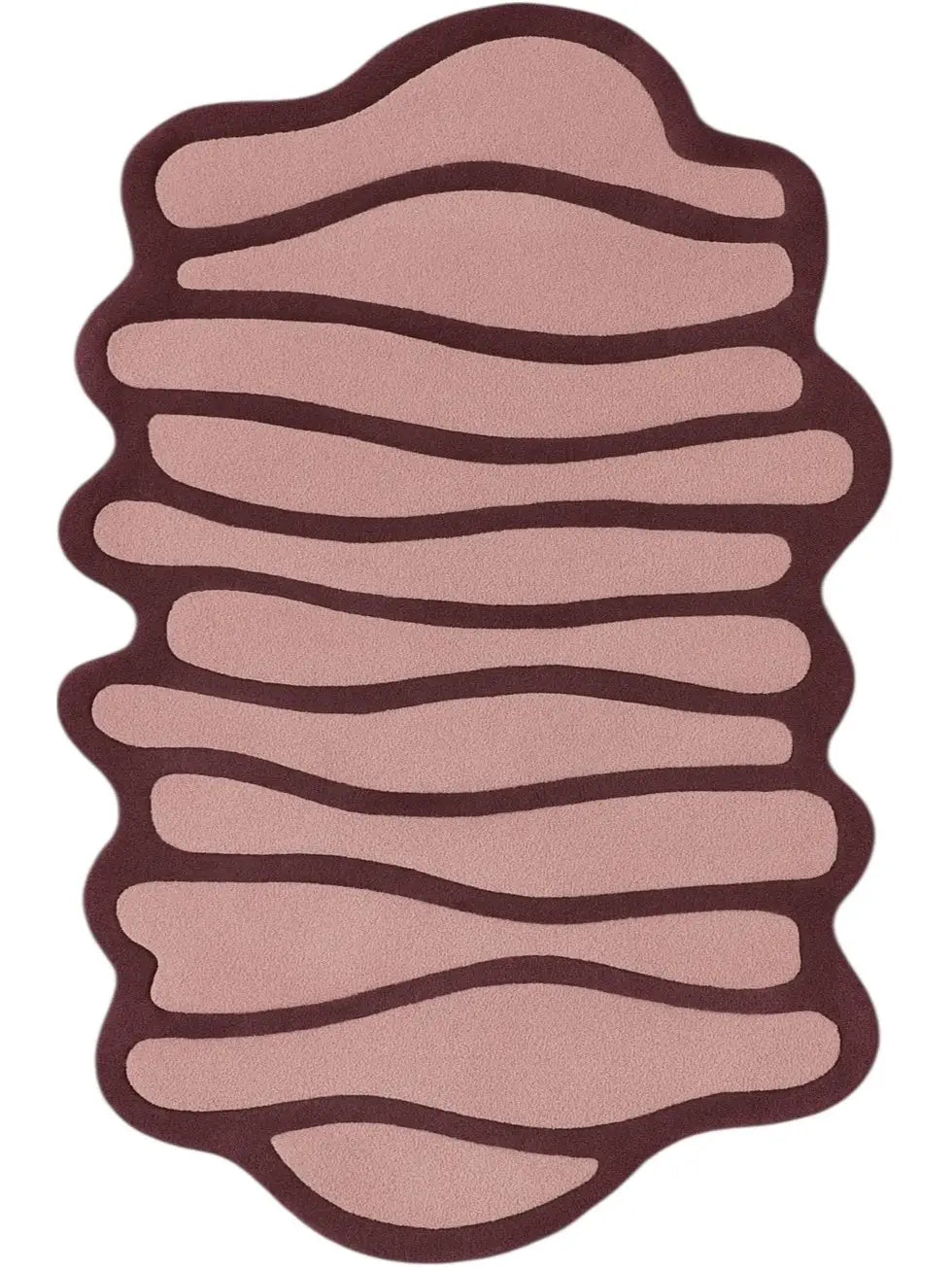 Pink and brown tufted shaped rug made with nz wool