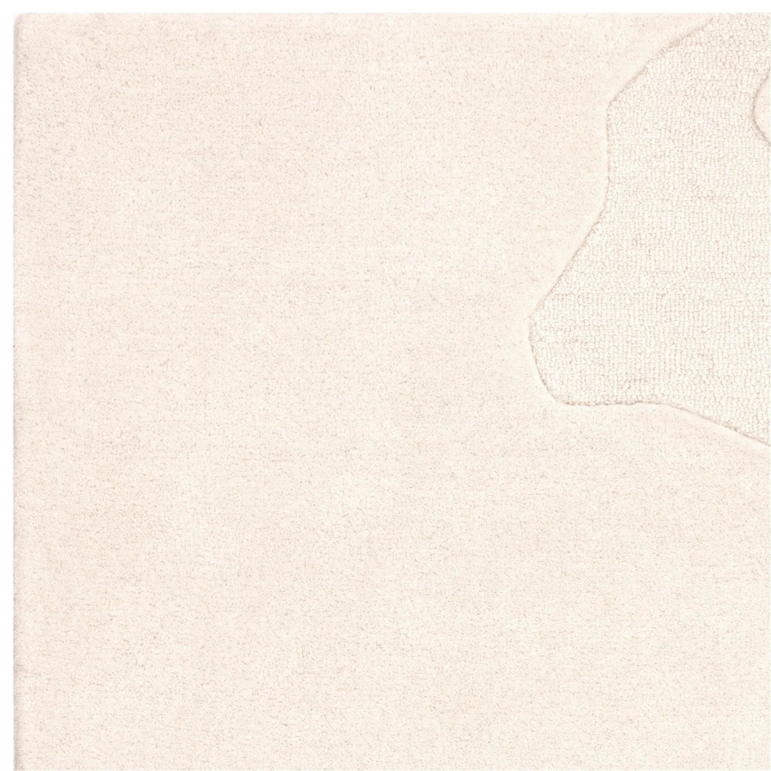 Close-up of a textured tufted beige rug