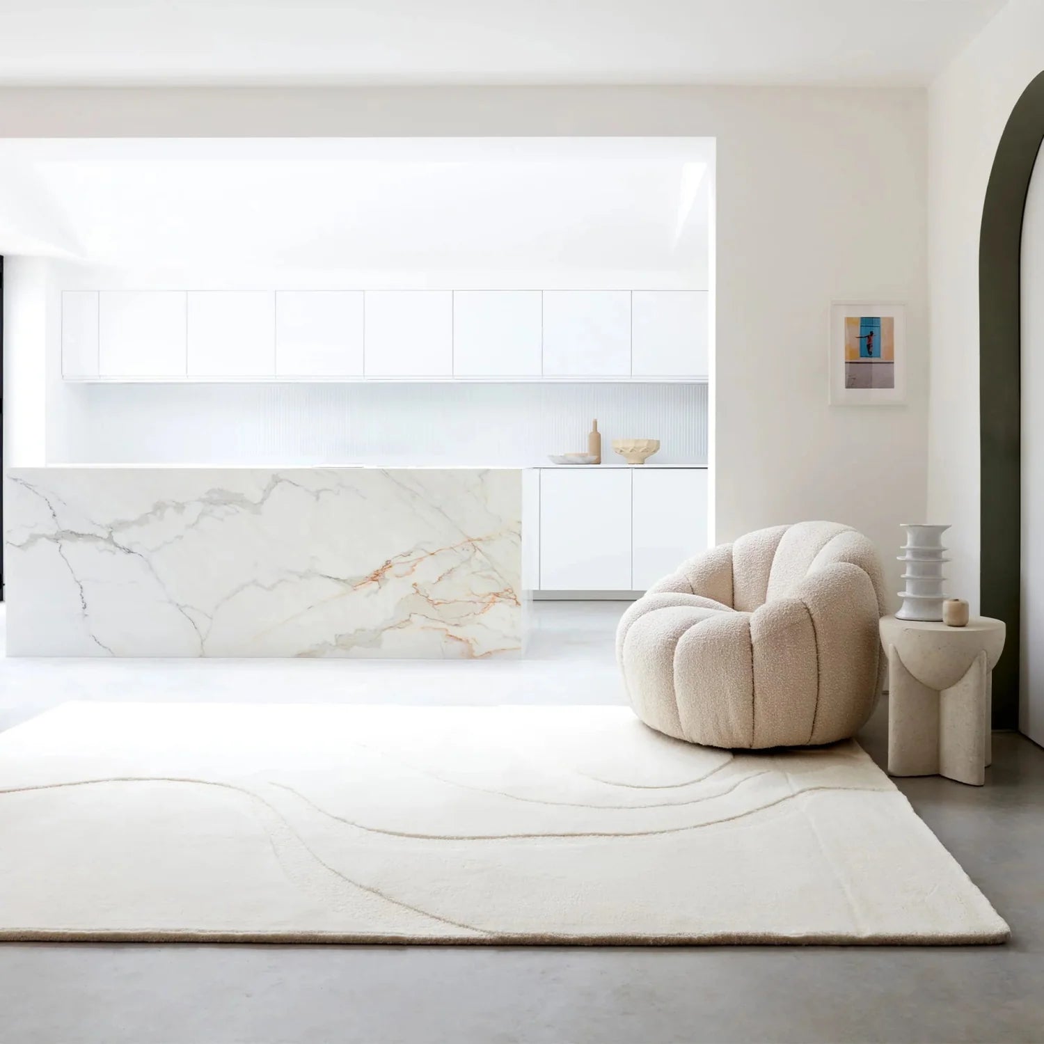 Tufted wool rug in a modern interior