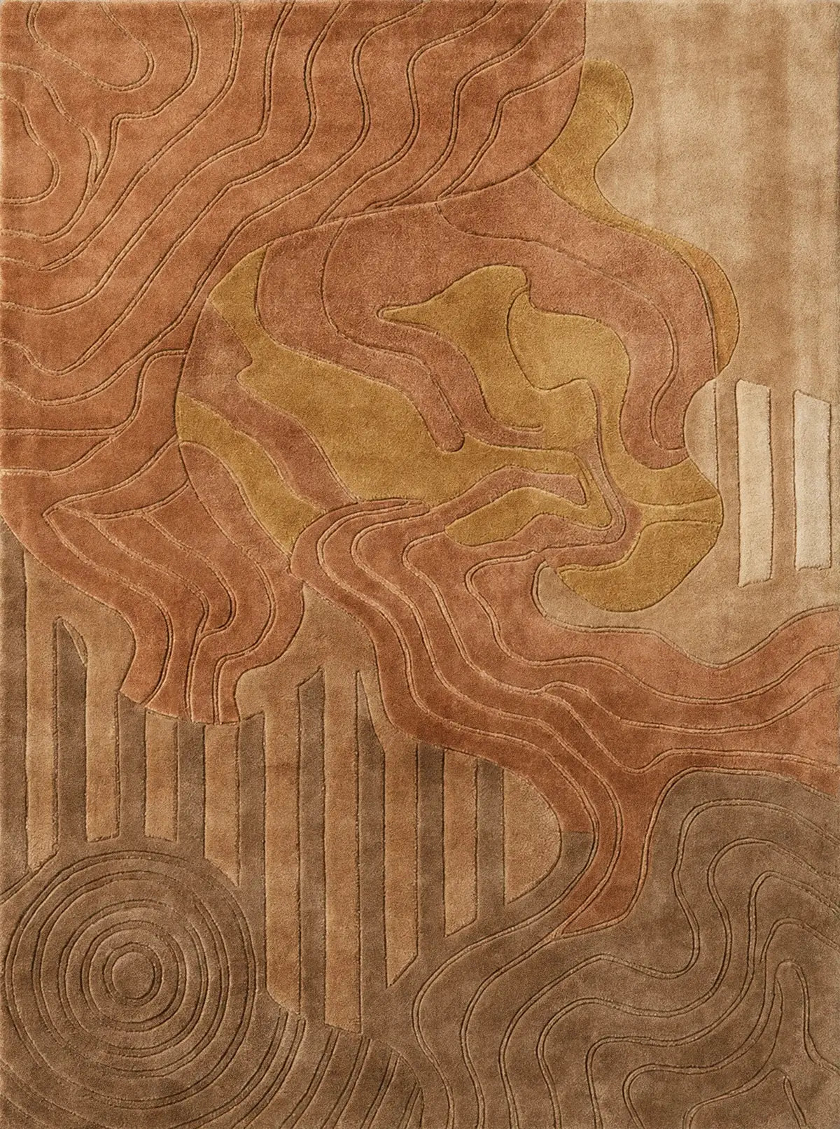 Brown hand tufted abstract area rug