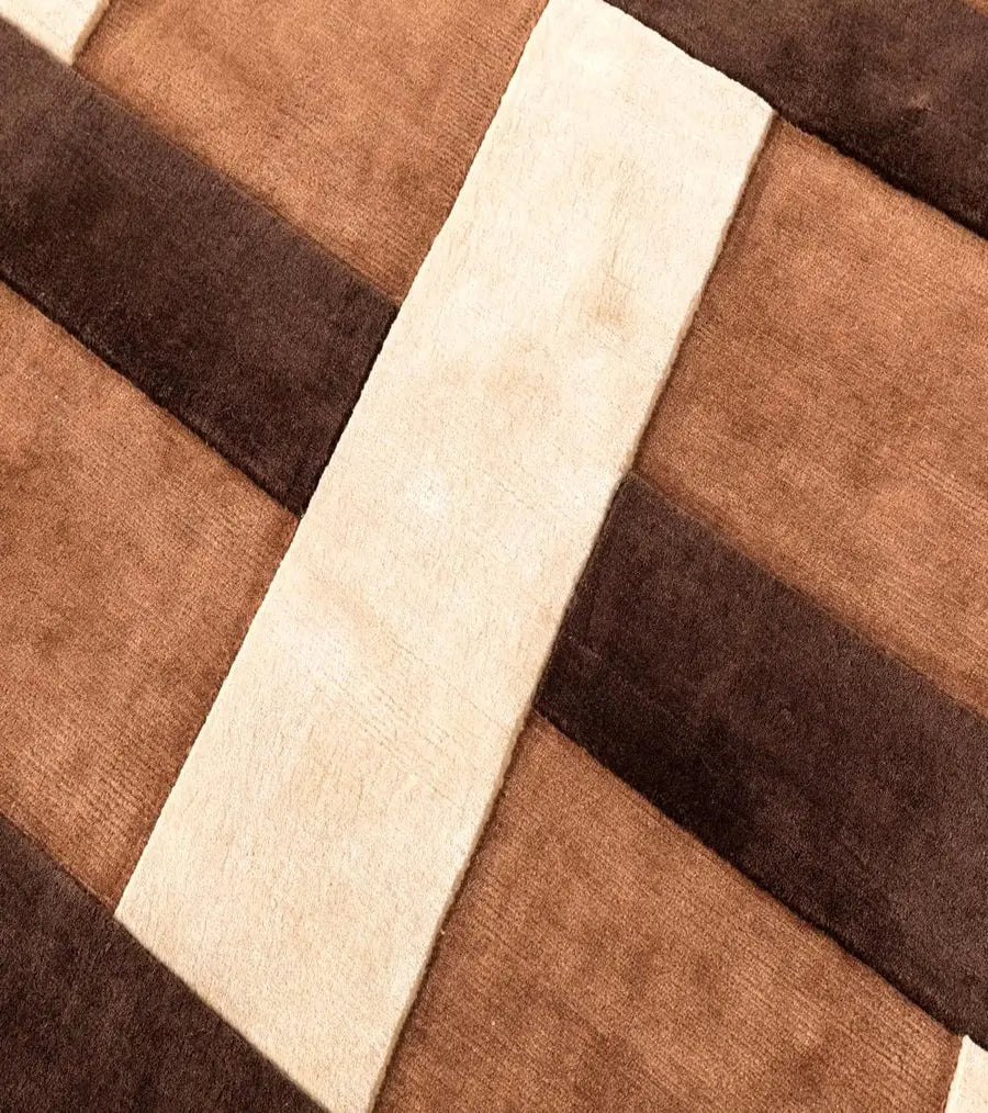 close up of a tufted wool area rug