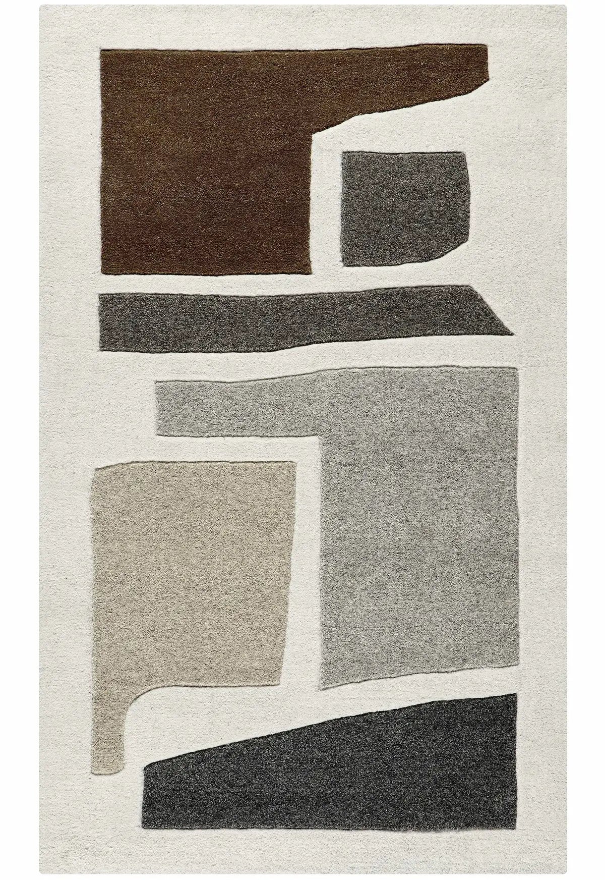An abstract geometric wool area rug