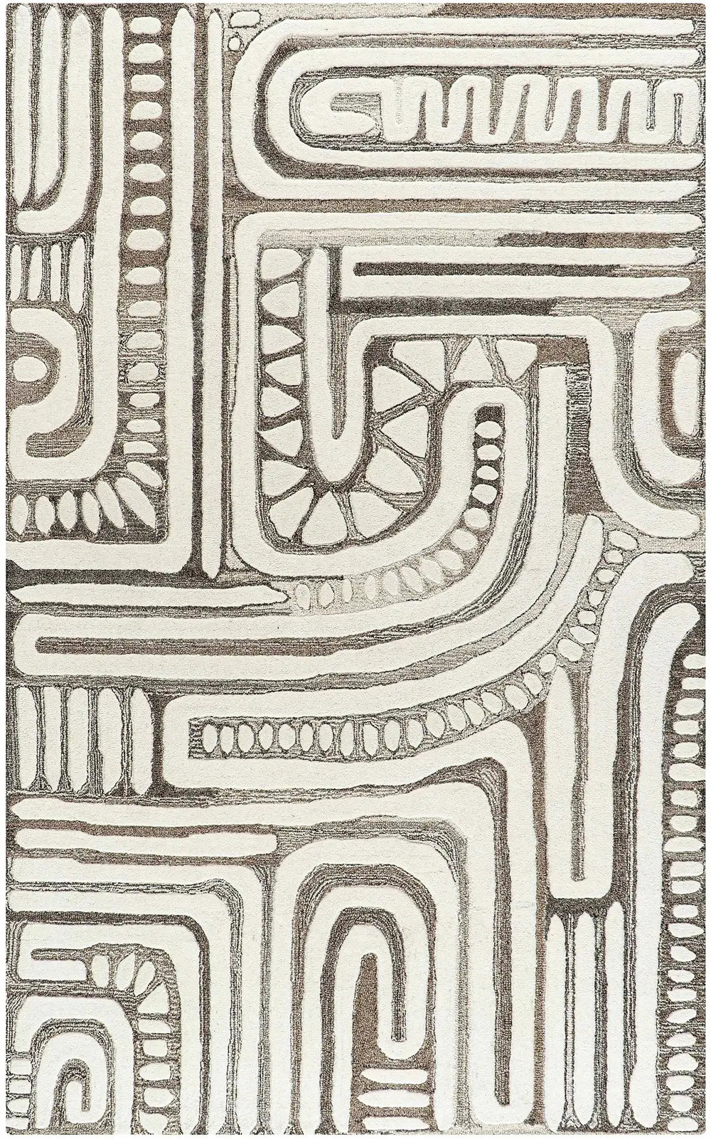 An abstract geometric area rug hand tufted with NZ wool