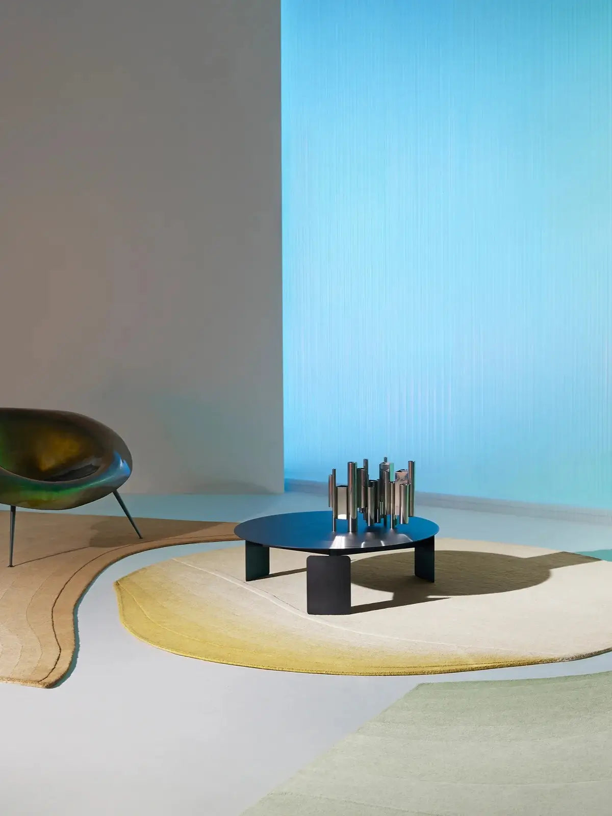 modern hand tufted round shaped wool rug