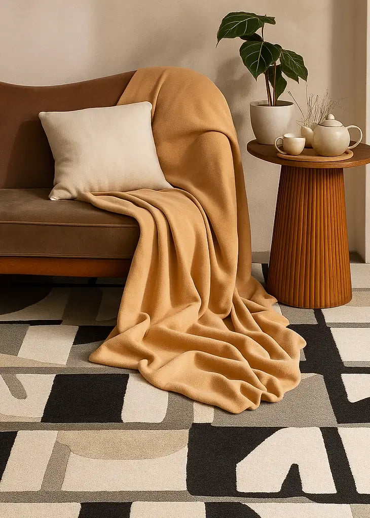 tufted area rug in living room