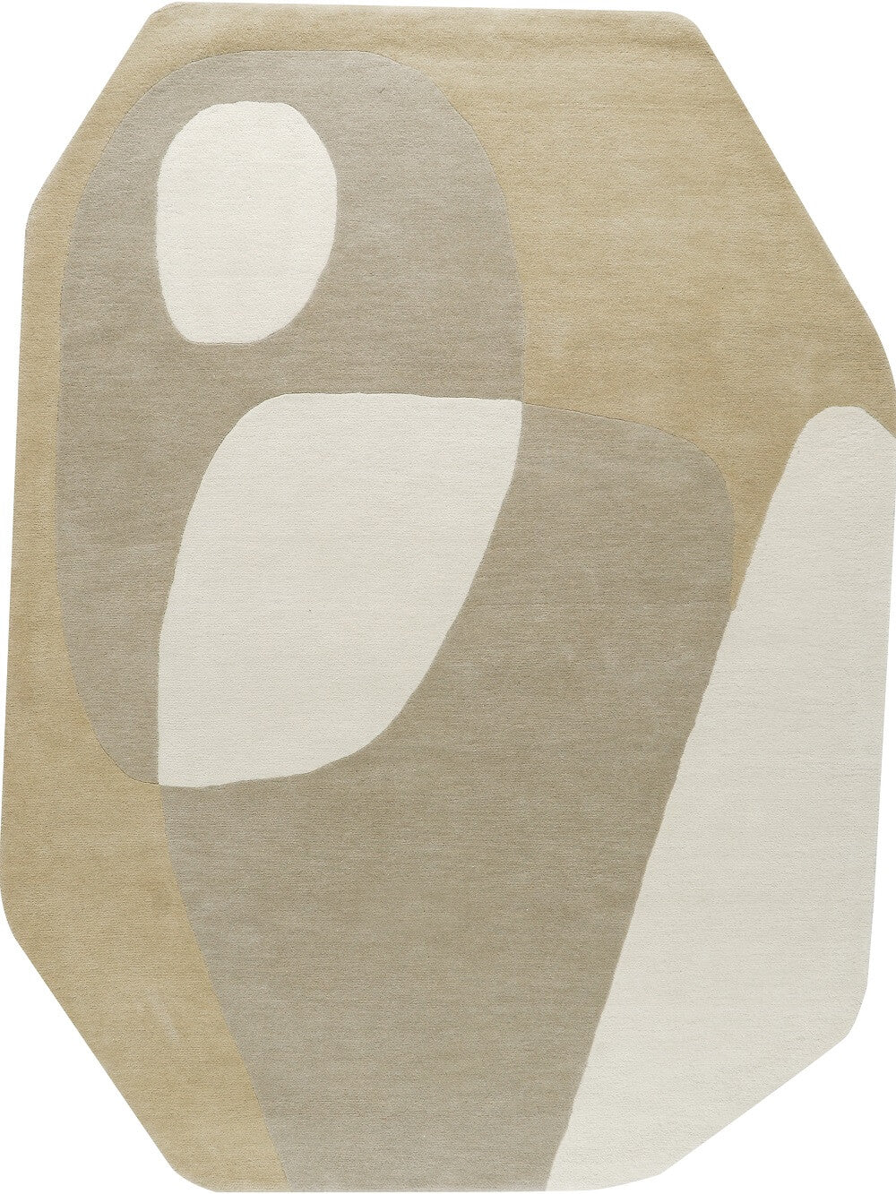 hand tufted minimalist hexagonal shape wool rug