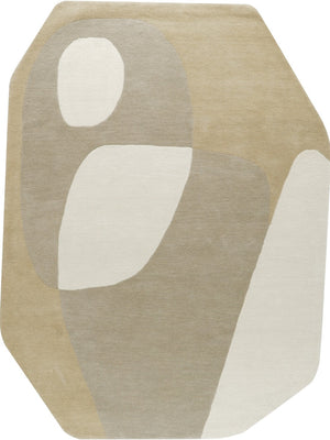 hand tufted minimalist hexagonal shape wool rug