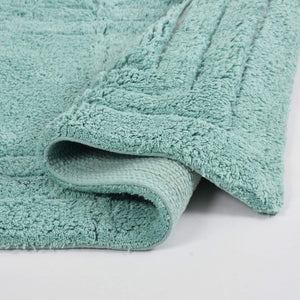 blue cotton bath mat