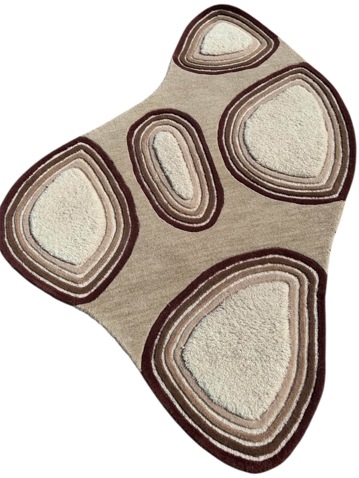 Beige and brown tufted wool rug