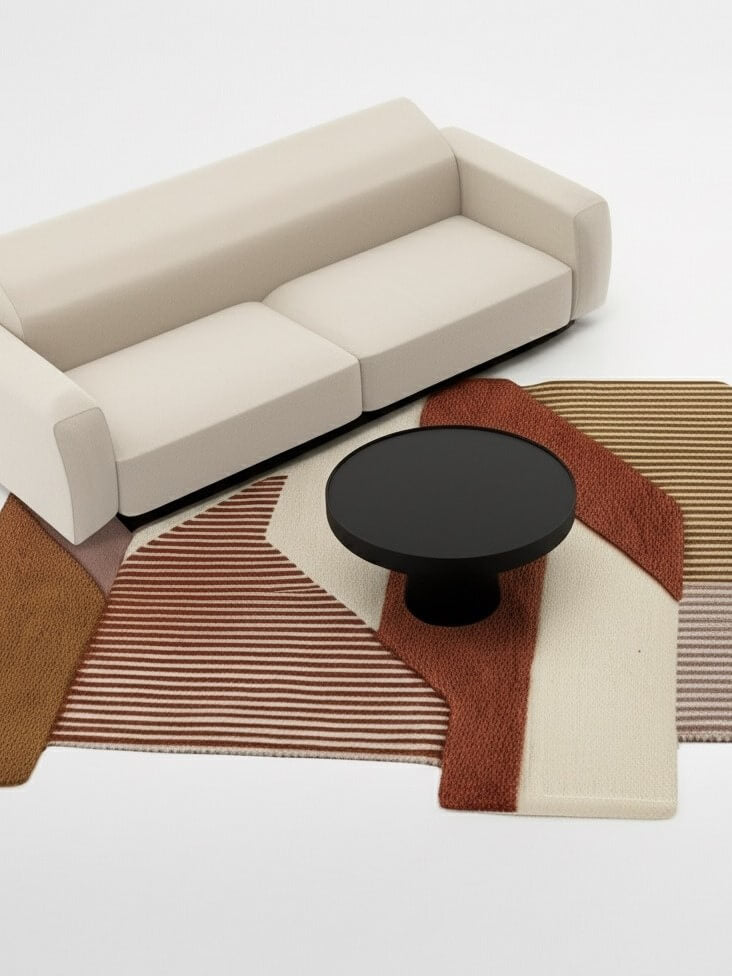 shaped hand tufted wool rug