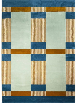 modern hand tufted wool rug with geometry design