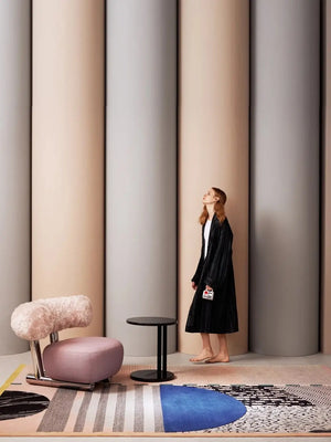 colourful hand tufted wool rug in moderns space