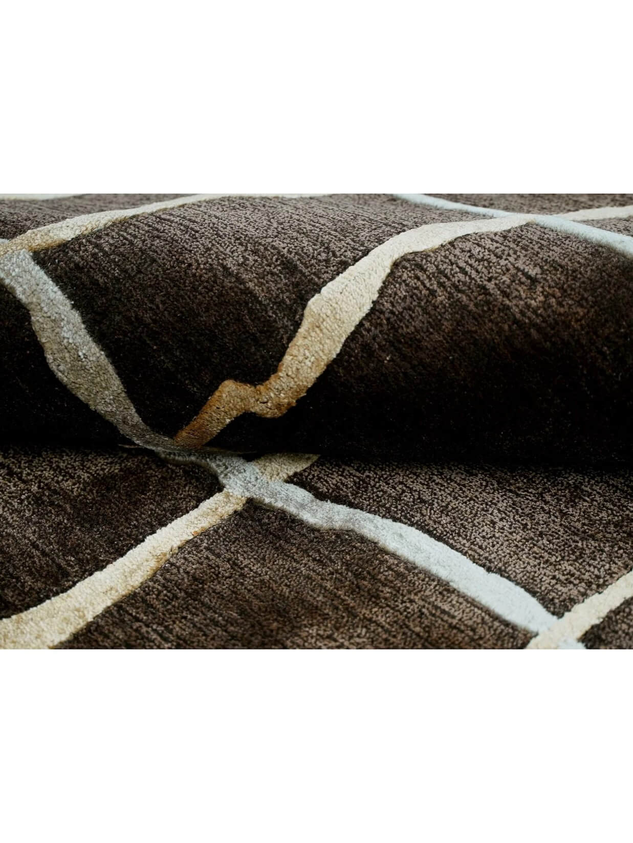 close up of black pattern rug