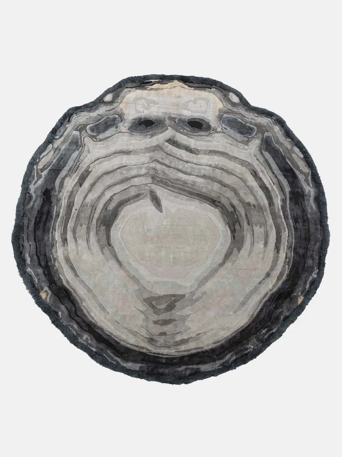 ninja round grey and black wool rug