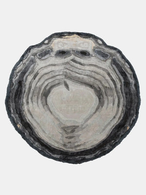 ninja round grey and black wool rug