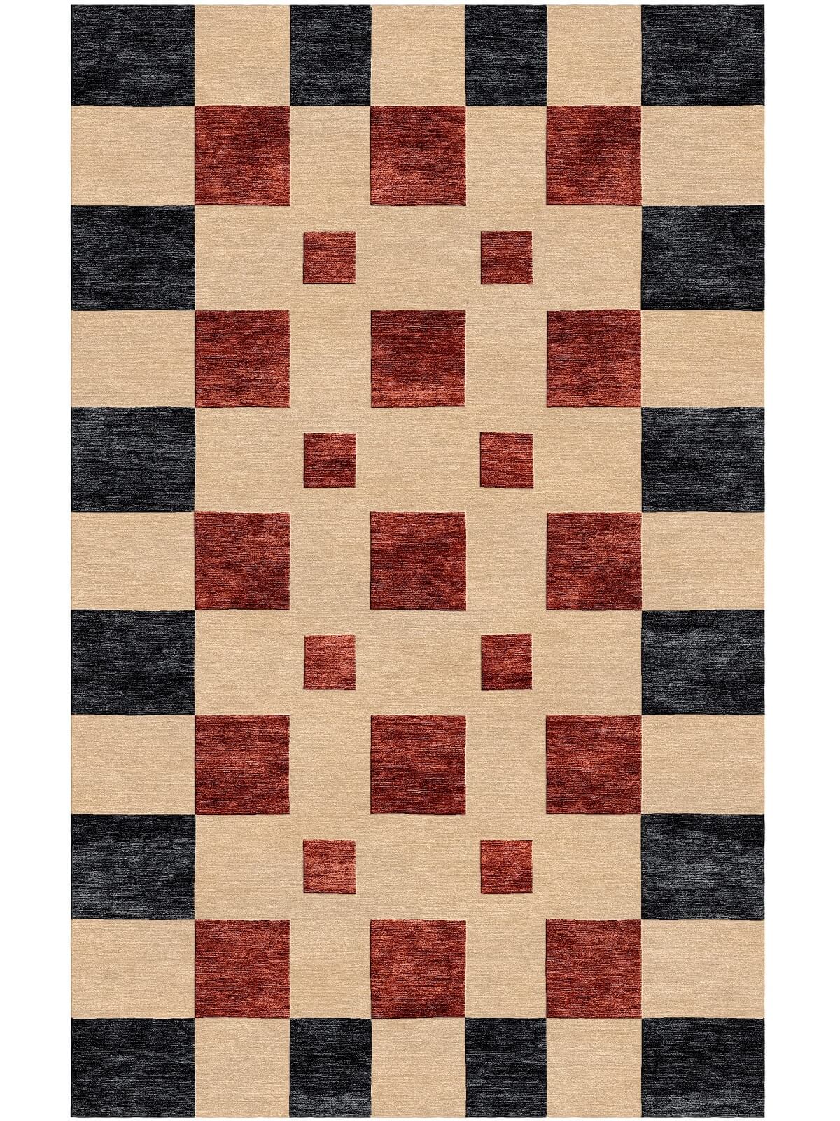 noric hand tufted wool viscose area rug with checks pattern