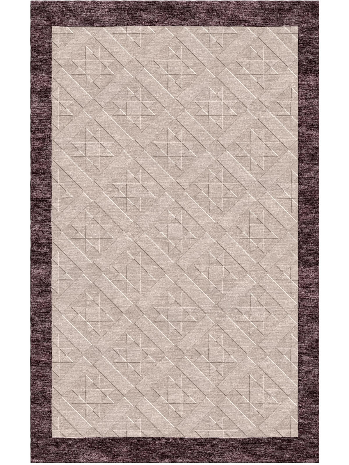 hand tufted geometric pattern rug with border