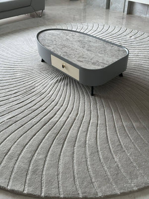 modern hand tufted round rug made with NZ wool