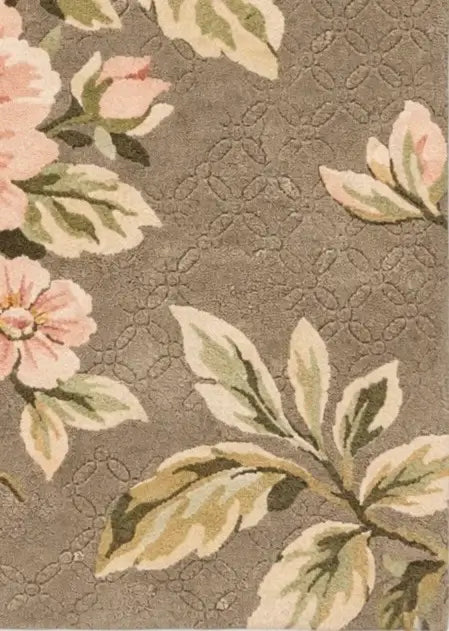a floral patterned rug close up