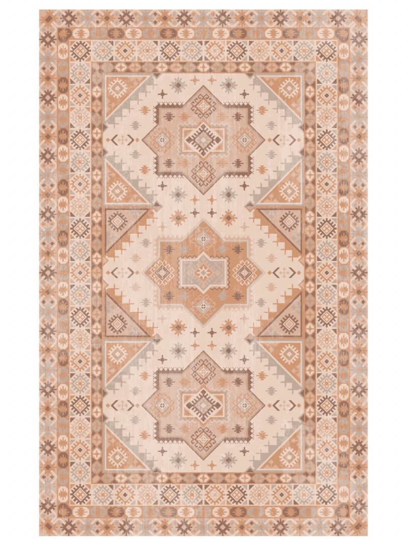 Patterned washable rug with geometric design