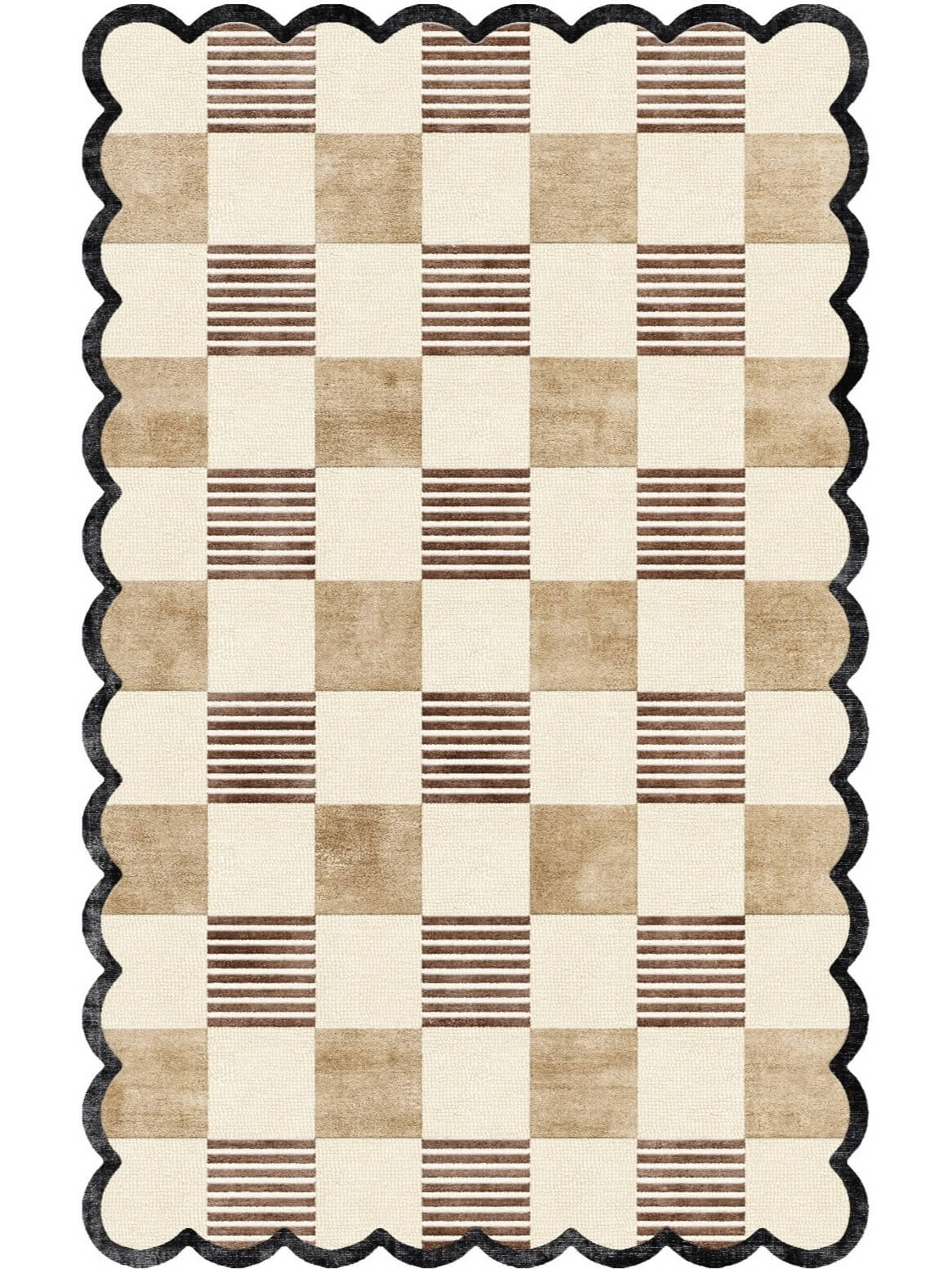 check design rug in beige, brown and black color